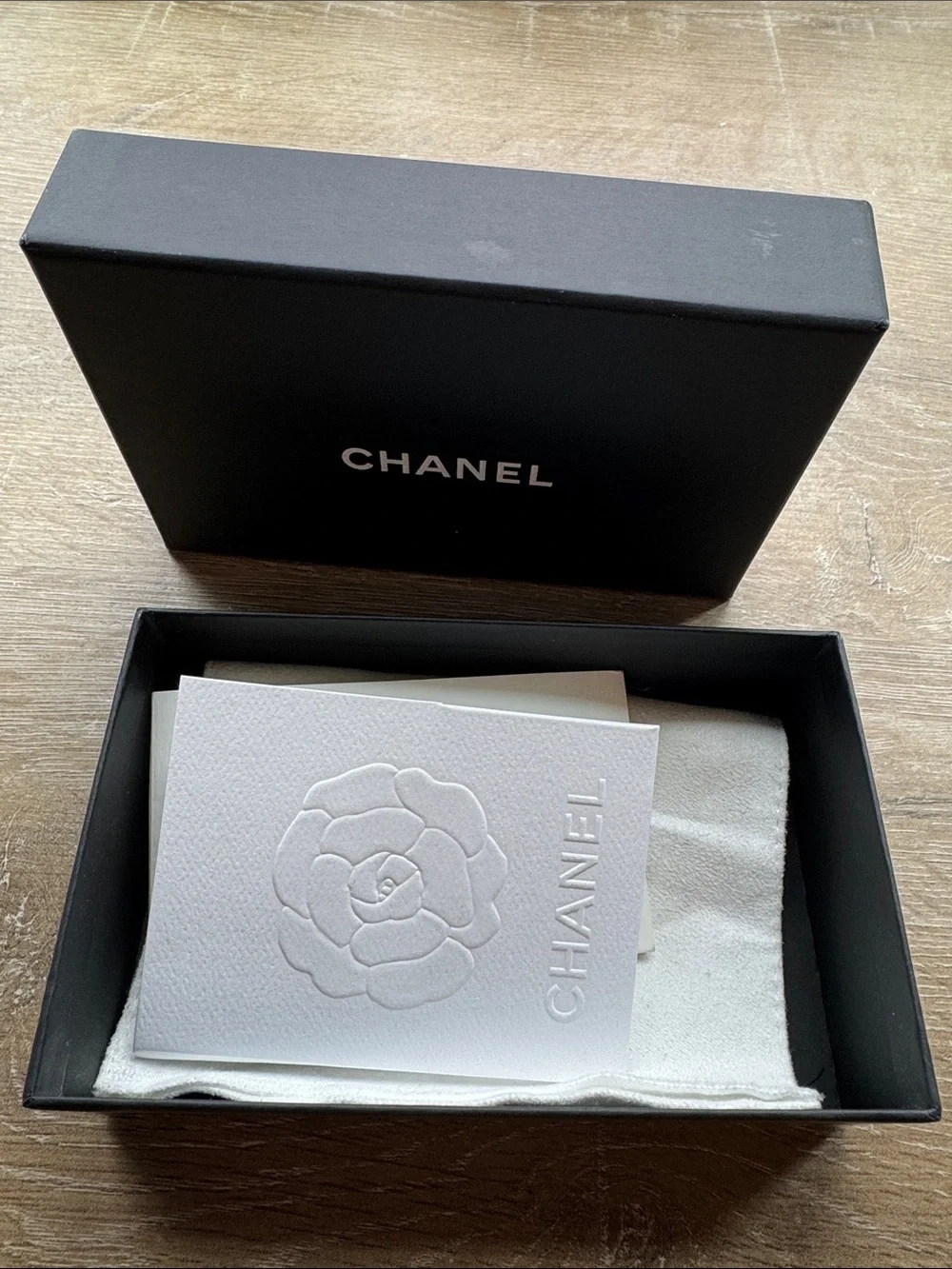 CHANEL Black and White small wallet Box with Dust Bag and Cards